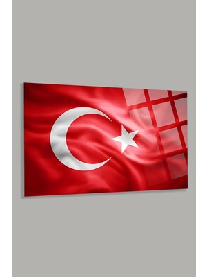 Marsilyan Türk Bayrağı 3 Ev Ofis Okul Için 4mm Kırılmaz Temperli Yüksek Çözünürlüklü Cam Tablo