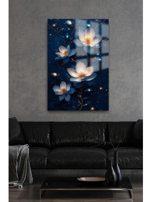 Marsilyan Açan Işık Saçan Çiçek Cam Tablo Ultra Canlı Renkli Kırılmaz Cam Tablo Ev Hediyesi Ofis Hediyesi