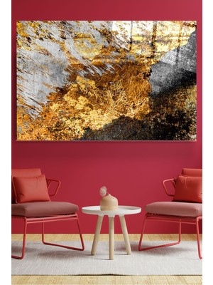 Marsilyan Gold Detay Soyut Cam Tablo, Dekoratif Cam Tablo