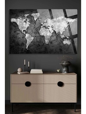 Marsilyan Dolar Dünya Haritası Ofis, Ev Için Harita 4mm Kırılmaz Temperli Yüksek Çözünürlüklü Cam Tablo