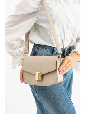 Çanta Trend *** Süet Krem Kadın El ve Omuz Çantası