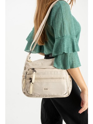 Çanta Trend Yumuşak Dokulu Ultra Hafif, Esnek ve Su Geçirmez Polyamid Kumaş Omuz Çantası Bej Model: (571-13-14D)