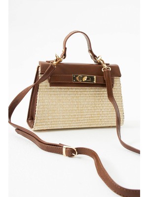 Çanta Trend *** Taba Hasır Kadın El ve Omuz Çantası