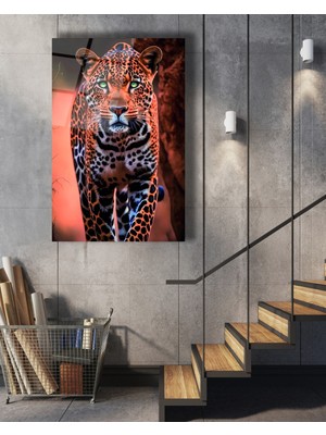 Vahşi Leopar Cam Tablo