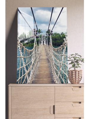 Halatlı Köprü Cam Tablo, Köprü Tabloları, Doğa Tabloları, Duvar Dekor, Büyük Tablo, Cam Duvar Tablo