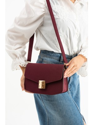 Çanta Trend *** Dora Model Süet Bordo Kadın El ve Omuz Çantası