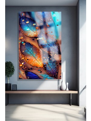 Marsilyan Ultra Yüksek Çözünürlüklü Cam Yağmur Yaprak Tablosu Kırılmaz Cam Tablo Ev, Salon, Hediyesi