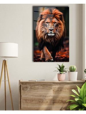 Marsilyan Yürüyen Aslan Cam Tablo