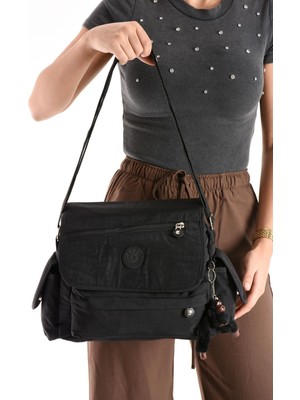 Çanta Trend Çapraz Askılı Ultra Hafif Çok Cepli Omuz Çantası Siyah (Model: 571-6N)