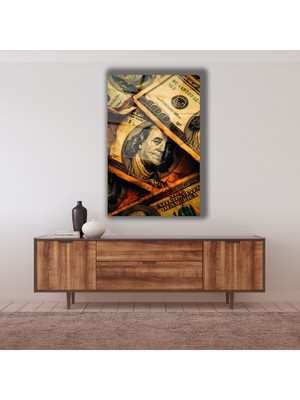 Marsilyan Altın Amerikan Doları Cam Tablo