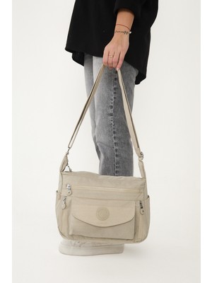 Çanta Trend Sanmorris Kadın Suya Dayanıklı Krinkıl Kumaş Çok Gözlü Ayarlanabilir Çapraz Askılı Omuz Çantası