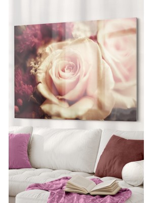 Beyaz Gül | Çiçek Temalı Cam Tablo | 50X70 cm