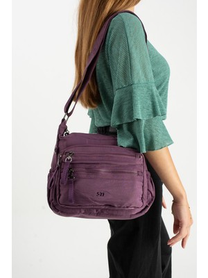 Çanta Trend Yumuşak Dokulu Ultra Hafif, Su Geçirmez Polyamid Kumaş Omuz Çantası Mor Model: (571-13-14D)