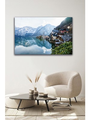 Kıyı Kasabası Manzara Cam Tablo