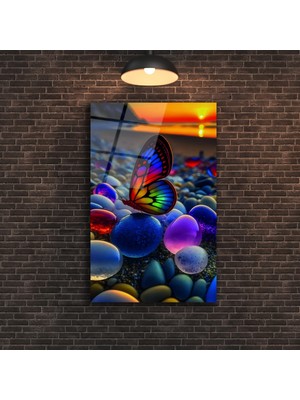 Marsilyan Günbatımında Çakıl Taşları Cam Tablo