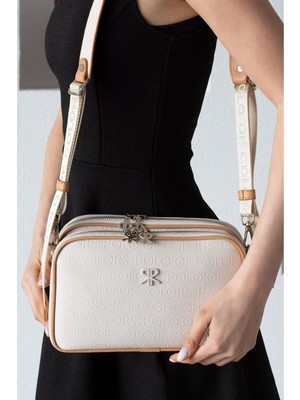 Çanta Trend Kadın Omuz Çantası/ Askılı Çanta/çift Cepli Çanta Beyaz Renk