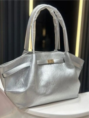 Çanta Trend *** Gümüş Büyük Boy Kadın El ve Omuz Çantası