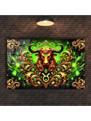 Zümrüt Boğa Cam Tablo