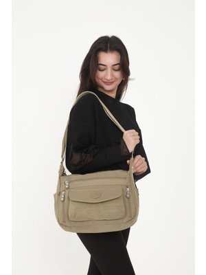 Çanta Trend Sanmorris Kadın Suya Dayanıklı Krinkıl Kumaş Çok Gözlü Ayarlanabilir Çapraz Askılı Omuz Çantası