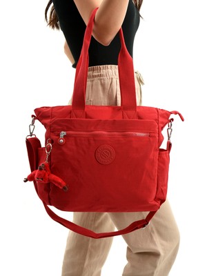 Çanta Trend Model Kadın Büyük Boy Bölmeli Suya Dayanıklı Paraşüt Kumaş Çapraz ve Omuz Askılı Çanta