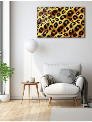 Leopar Desenli Yatay Cam Tablo