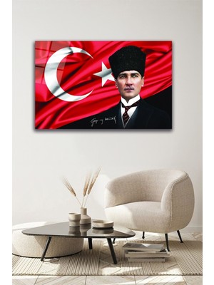 Atatürk Yüz Portresi Cam Tablo