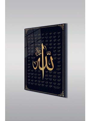 Marsilyan Esmaü’l Hüsna Allah’ın 99 Ismi 2 Dikey Islami Cam Tablo