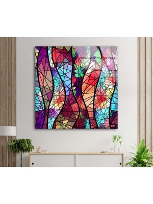 Marsilyan Lekeli Soyut Temperli Cam Duvar Tablosu