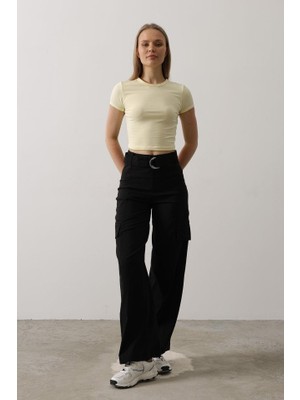 Bosel Kemerli Cargo Pantolon - Siyah