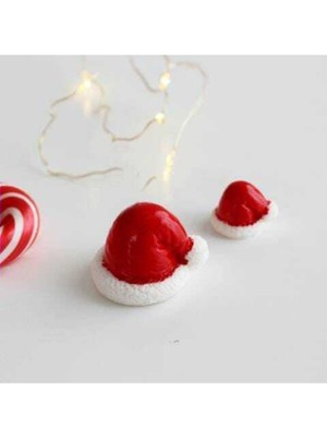 Empressco Beyaz Noel Şapkası Saksı Süsü Teraryum Minyatür Obje 4'lü Set