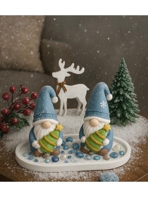 Empressco Mavi Noel Cücesi, Gnome 2’li Set, Sevimli ve Şık Dekorasyon Ürünü