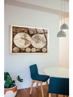 Marsilyan Eski Dünya Haritası Ofis, Ev Için Harita 4mm Kırılmaz Temperli Yüksek Çözünürlüklü Cam Tablo