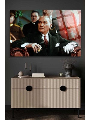 Marsilyan Atatürk Lüks 4mm Kırılmaz Temperli Yüksek Çözünürlüklü Cam Tablo