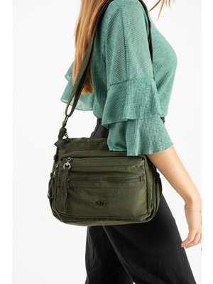 Çanta Trend Yumuşak Dokulu Ultra Hafif, Su Geçirmez Polyamid Kumaş Omuz Çantası Haki Model: (571-13-14D)