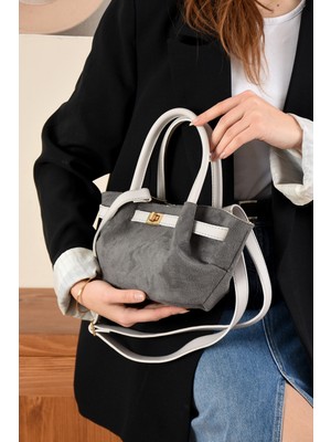 Çanta Trend Yeni Sezon Kilit Detaylı Süet-Nubuk Mini Çanta
