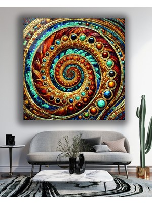 Mermer Arkaplan Görünüm Spiral Toplar Kare Cam Tablo