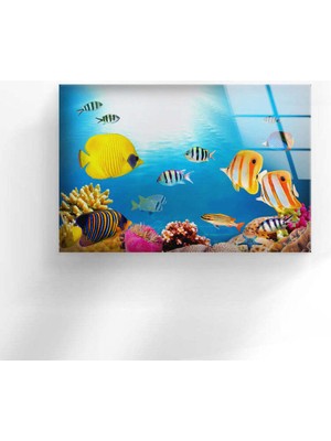 Akvaryum Temperli Cam Duvar Tablosu