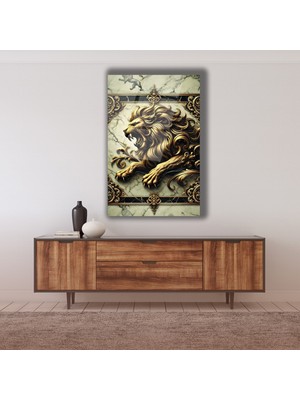 Siyah Çerçeve Içinde Altın Kartal Cam Tablo