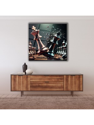 Marsilyan Satranç Taşları Kare Cam Tablo