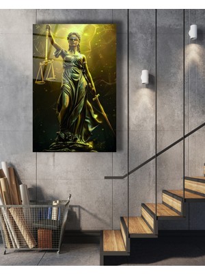 Themis Adalet Tanrıçası Cam Tablo