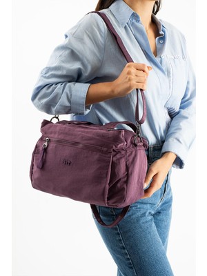 Çanta Trend Yumuşak Dokulu Ultra Hafif, Su Geçirmez Polyamid Kumaş Omuz ve Kol Çantası Mor Model: (571-13-14F)