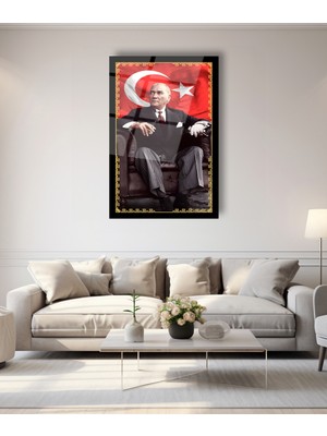Marsilyan Atatürk Türk Bayrağı Cam Tablo