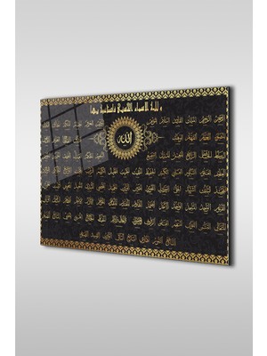 Esmaü’l Hüsna Allah’ın 99 Ismi Islami Yatay Cam Tablo