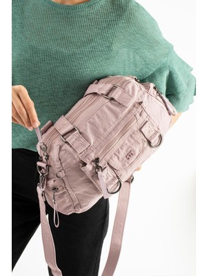 Çanta Trend Yumuşak Dokulu Ultra Hafif, Su Geçirmez Polyamid Kumaş Omuz ve Kol Çantası Pembe Model: (571-13-14K)