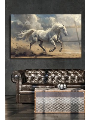 Marsilyan Koşan Asil At Harika Tasarım Kırılmaz Cam Tablo Ev Ofis Iş Yeri Hediryesi