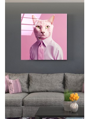 Kedi Portre Cam Tablo, Dekoratif Cam Tablo