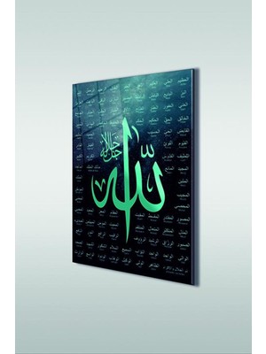 Esmaü’l Hüsna Allah’ın 99 Ismi Dikey Islami Cam Tablo