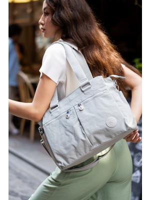 Çanta Trend Sanmorris Kadın Büyük Boy Bölmeli Suya Dayanıklı Krinkıl Kumaş Çapraz ve Omuz Çanta