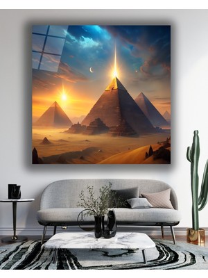 Mısır Piramitleri Kare Cam Tablo