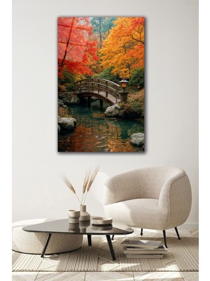 Marsilyan Sonbahar Zamanı Göl ve Köprü Cam Tablo